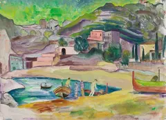 Josef Eberz, Kleiner Hafen im Süden, 1923, Watercolour on fine Japan 33.4/
