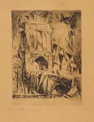 The Gate (Das Tor) by Lyonel Feininger, 1912, Etching on wove paper, sold Nov 2019