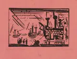 Lyonel Feininger, In the war harbor (Im Kriegshafen), 1918, Woodcut on fine pink-coloured Japan