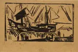 Lyonel Feininger, Wreck, ship aground (Wrack, gestrandetes Schiff), 1918, Woodcut on fine brownish Japan