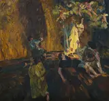 Philipp Franck, Verkündigung Christi Geburt vor den Hirten auf dem Felde, 1922, Oil on canvas