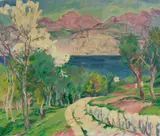 Philipp Franck, Italienische Landschaft bei Malcesine, 1926, Oil on canvas