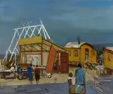 Richard Gessner, Kirmesbauten, 1933, Oil on canvas