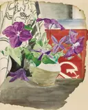 Erich Heckel, Blaue Clematis im Krug. Fragment