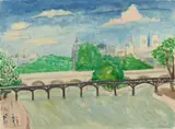 Erich Heckel, Seine-Brücken, 1959, Watercolour over light preparatory drawing in black chalk on laid paper 47.5/47.9 x 63.9/