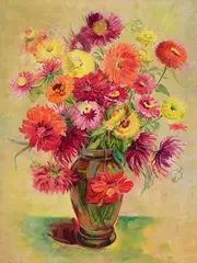 Herbstblumen by Hannah Höch, 1928, Oil on canvas primed in white (partially with scratch technique), offered Nov 2019