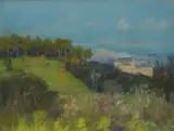 Südliche Landschaft by Walter Leistikow, Pastel on brownish card, sold Nov 2019