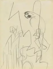 Papagei by August Macke, 1912, Pencil drawing on plain chamois-coloured paper, sold Nov 2019