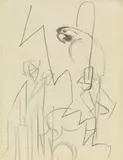 August Macke, Papagei, 1912, Pencil drawing on plain chamois-coloured paper