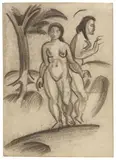 August Macke, Nacktes Paar, 1913, Pencil drawing on plain paper