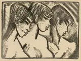 Otto Mueller, Drei Mädchen im Profil (Drei Mädchenköpfe), 1921, Lithograph on smooth Simili Japan