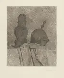 Giorgio Morandi, Natura morta con due oggetti e un drapppo su un tavolo, 1929, Etching on wove paper