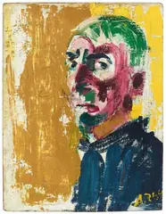 Anton au pullover bleu by Anton Räderscheidt, 1954, Oil on artist's board, sold Nov 2019