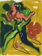Flucht by Anton Räderscheidt, 1949, Tempera on paper, sold Nov 2019