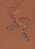 Thomas Ring, Abstrahierte Figur, 1927, Oil crayon drawing on red brown tinted paper