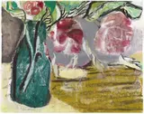 Emil Schumacher, Pfingstrosen in grüner Vase