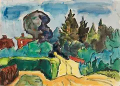 Karl Schmidt-Rottluff, Herbst in Sierksdorf, 1963, Watercolour and India ink on watercolour laid paper