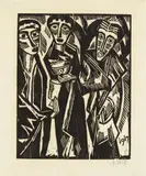 Die heiligen drei Könige by Karl Schmidt-Rottluff, 1917, Woodcut on chamois-coloured laid paper, sold Nov 2019