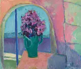 Heinrich Steiner, Gewölbe mit Blumenvase, Before 1990, Oil on canvas