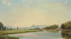 Morgen an der Weser bei Minden by Eberhard Viegener, 1943, Oil on thin plywood panel, offered Nov 2019