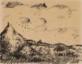 Maurice de Vlaminck, Paysage, Pen and ink drawing on French laid paper with watermark "MONTGOLFIER FRANCE"
