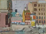 Albert Wigand, Ohne Titel (Straße mit Litfaßsäule)