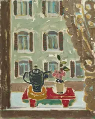 Albert Wigand, Ohne Titel (Blick aus dem Fenster), 1949-58, Oil on canvas