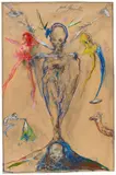 Günter Brus, Die rote Tödin, 1981, Pastel and graphite on packing paper