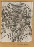 Paul Klee, Bildnisskizze Frau C II, 1926, Oil transfer drawing on fine Japan paper, mounted on brown paper
