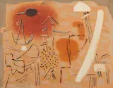 Willi Baumeister, Ritzfiguren landschaftlich, 1948, Oil with resin on card