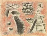 Willi Baumeister, Dialog, 1949, Pastel on laid paper with watermark "CANSON"