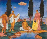 Eugène (Eugeniusz) Zak, Beim Bade (Bathing), Circa 1910, Tempera on artist's board