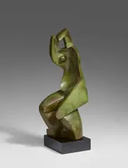 Alexander Archipenko, Green Concave (Woman combing her hair), 1913, Bronze sculpture