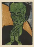 Männerbildnis by Erich Heckel, 1919, Colour woodcut on hand-made laid paper with wide margins, sold Nov 2019