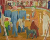 Zirkusszene by Erich Heckel, 1946, Tempera on canvas, sold Nov 2019