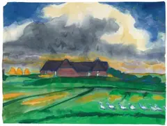 Emil Nolde, Hof Seebüll, Circa 1930, Watercolour on Japan paper 35.2/