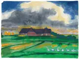 Emil Nolde, Hof Seebüll, Circa 1930, Watercolour on Japan paper 35.2/