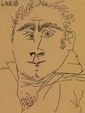 Pablo Picasso, Tête D'Homme (LE 14 AOÛT 1969), 1969, Pen and ink drawing on brownish card