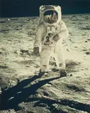 Nasa, Astronaut Edwin E. Aldrin walks on the Surface of the Moon, Apollo 11, 1969, Vintage chromogenic print on Kodak paper