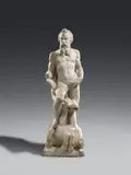 Girolamo Campagna, A marble figure of Neptune by Girolamo Campagna, Carved in the round and partially freestanding. This sculpture, designed to be viewed in the round, depicts the sea god Neptune riding on two hippocamps. Alessandro Delpriori attributes the finely carved figure to the important Italian sculptor Girolamo Campagna, dating it to around 1585 or slightly after. At this time the artist was involved in the decoration of the Basilica of Saint Anthony in Padua. The subject and composition of this work indicate an original placement within a larger composition, possibly as part of a fountain. Neptune's right hand and a front leg of the horse lock. Wear with minimal losses