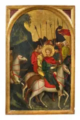 Maestro di Campo Giove, Four Scenes from the Life of St. Eustace, Tempera on panel. Each