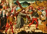 German School late 15th century, Christ Carrying the Cross, Oil on panel