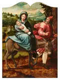 Flemish School 16th century, The Flight into Egypt, Oil on panel (parquetted)