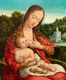 The Virgin and Child in a Landscape by circle of Bernard van Orley, Oil on panel, offered Nov 2019