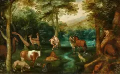 Jacob Savery, I, Adam and Eve in Paradise, Oil on panel