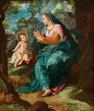 Denys Calvaert, The Virgin and Child in a Rocky Landscape, Oil on canvas (relined)