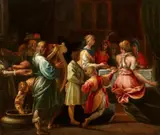 A Banquet Scene by circle of Pier Francesco Mazzuchelli (il Morazzone), Oil on canvas, offered Nov 2019