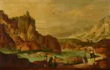 Joos de Momper, Rocky Landscape with Mill at a River