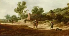 Landscape with a Peasant Cottage and Travellers by Pieter de Neyn, Oil on panel, sold Nov 2019
