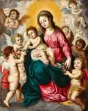 The Virgin and Child with Angels by Jan Brueghel the Younger Hendrick van Balen, Oil on copper, offered Nov 2019